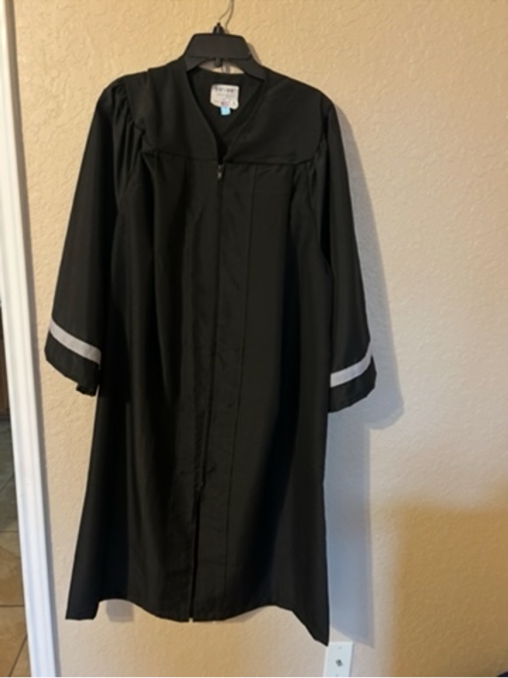 Texas A&M San Antonio Black Graduation Gown with Silver Trim with cap